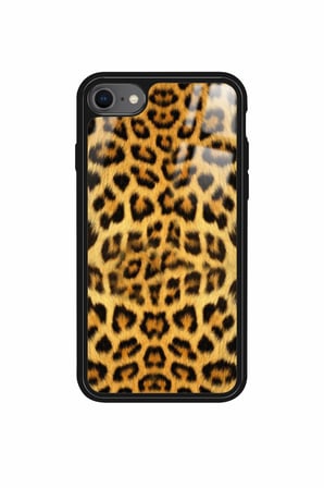 Apple iPhone 7 Uyumlu Sarı Leopar Tasarımlı Parlak Silikon Kılıf