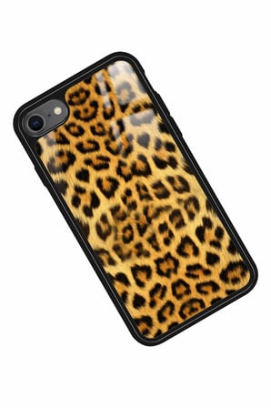 Apple iPhone 7 Uyumlu Sarı Leopar Tasarımlı Parlak Silikon Kılıf