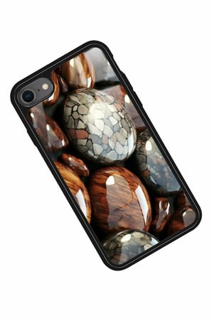 Apple iPhone 7 Uyumlu Kahverengi Taş Tasarımlı Parlak Silikon Kılıf