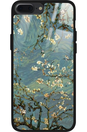 Apple iPhone 8 Plus Uyumlu Van Gogh Yeşil Ağaç Tablo Tasarımlı Parlak Silikon Kılıf