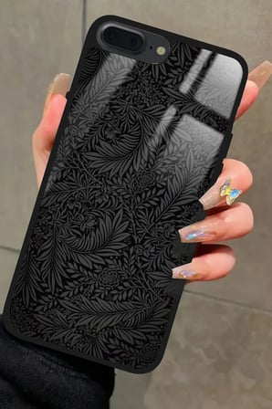 Apple iPhone 8 Plus Uyumlu Siyah Karışık Tasarımlı Parlak Silikon Kılıf
