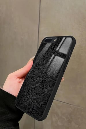 Apple iPhone 8 Plus Uyumlu Siyah Karışık Tasarımlı Parlak Silikon Kılıf