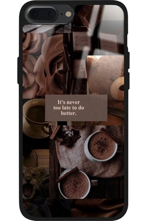 Apple iPhone 8 Plus Uyumlu Kahverengi Poster Tasarımlı Parlak Silikon Kılıf