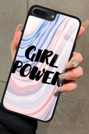 Apple iPhone 8 Plus Uyumlu Girl Power Tasarımlı Parlak Silikon Kılıf