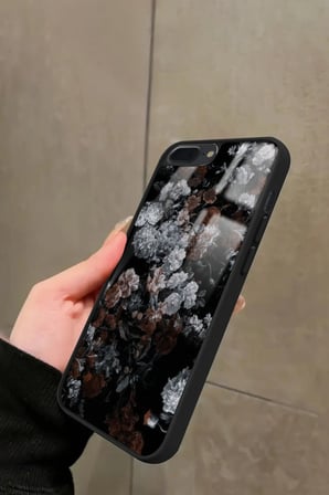 Apple iPhone 8 Plus Uyumlu Beyaz Çiçek Tasarımlı Parlak Silikon Kılıf