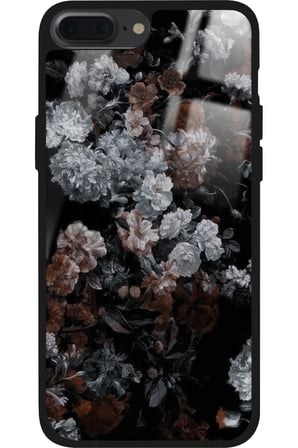 Apple iPhone 8 Plus Uyumlu Beyaz Çiçek Tasarımlı Parlak Silikon Kılıf