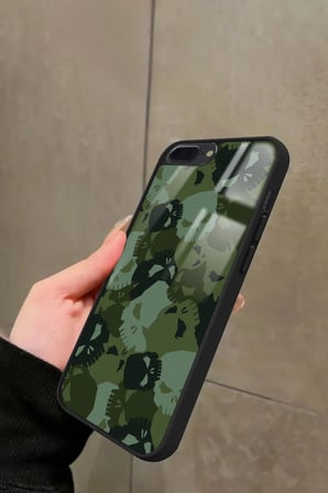 Apple iPhone 8 Plus Uyumlu Kamuflaj Tasarımlı Parlak Silikon Kılıf