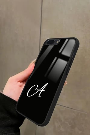 Apple iPhone 8 Plus Uyumlu A Harfi Yazılı Parlak Silikon Kılıf