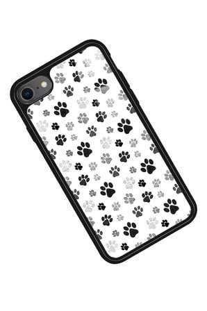 Apple iPhone 8 Uyumlu Siyah-Beyaz Kedi Patisi Tasarımlı Parlak Silikon Kılıf