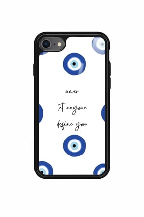 Apple iPhone 8 Uyumlu Motivasyonlu Nazar Boncuğu Tasarımlı Parlak Silikon Kılıf