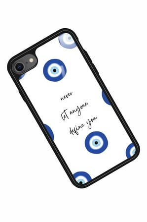 Apple iPhone 8 Uyumlu Motivasyonlu Nazar Boncuğu Tasarımlı Parlak Silikon Kılıf