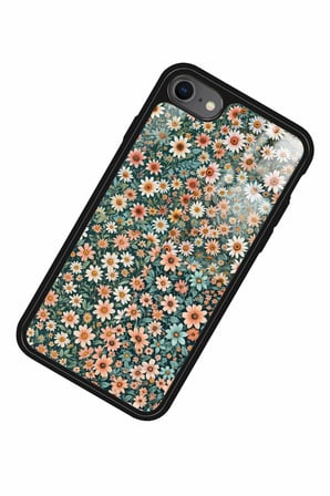 Apple iPhone 8 Uyumlu Karışık Çiçek Tasarımlı Parlak Silikon Kılıf