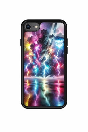 Apple iPhone 8 Uyumlu Renkli Şimşek Tasarımlı Parlak Silikon Kılıf