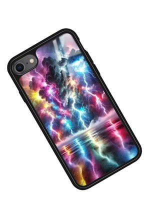 Apple iPhone 8 Uyumlu Renkli Şimşek Tasarımlı Parlak Silikon Kılıf
