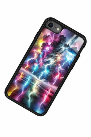 Apple iPhone 8 Uyumlu Renkli Şimşek Tasarımlı Parlak Silikon Kılıf