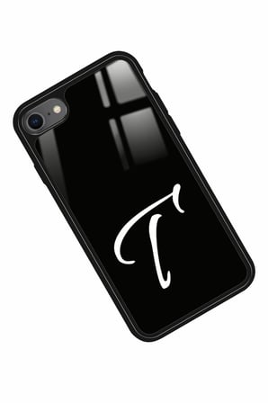 Apple iPhone 8 Uyumlu T Harfi Yazılı Parlak Silikon Kılıf