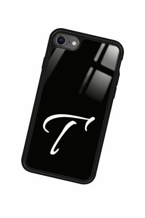 Apple iPhone 8 Uyumlu T Harfi Yazılı Parlak Silikon Kılıf