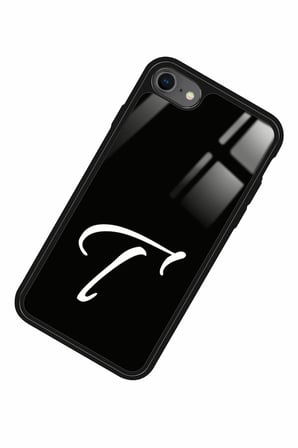 Apple iPhone 8 Uyumlu T Harfi Yazılı Parlak Silikon Kılıf