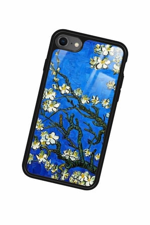 Apple iPhone SE Uyumlu Van Gogh Mavi Ağaç Tablo Tasarımlı Parlak Silikon Kılıf