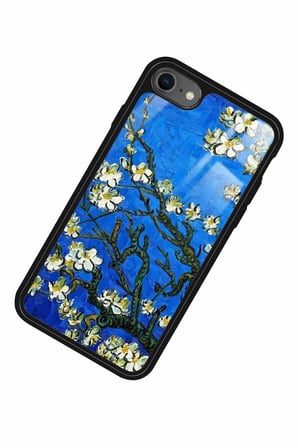Apple iPhone SE Uyumlu Van Gogh Mavi Ağaç Tablo Tasarımlı Parlak Silikon Kılıf