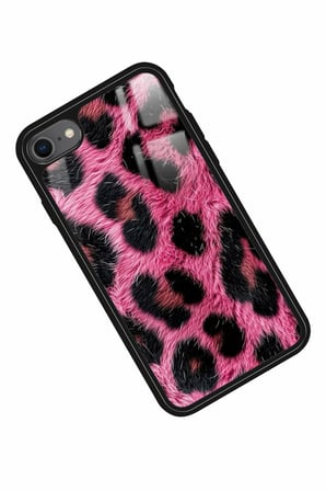 Apple iPhone SE Uyumlu Pembe Leopar Tasarımlı Parlak Silikon Kılıf