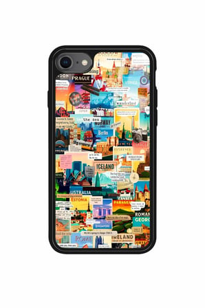 Apple iPhone SE Uyumlu Travel Tasarımlı Parlak Silikon Kılıf