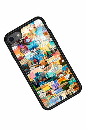 Apple iPhone SE Uyumlu Travel Tasarımlı Parlak Silikon Kılıf