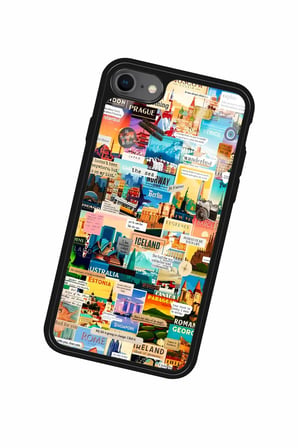 Apple iPhone SE Uyumlu Travel Tasarımlı Parlak Silikon Kılıf