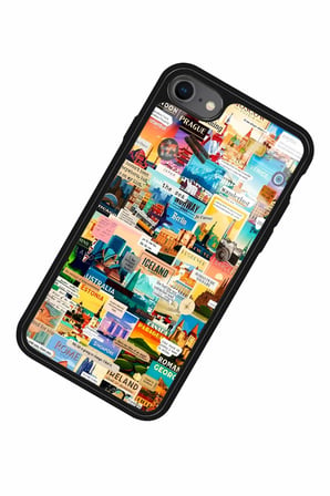 Apple iPhone SE Uyumlu Travel Tasarımlı Parlak Silikon Kılıf