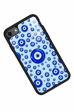 Apple iPhone SE Uyumlu Nazar Boncuğu Tasarımlı Parlak Silikon Kılıf
