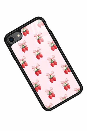 Apple iPhone SE Uyumlu Kiraz Tasarımlı Parlak Silikon Kılıf