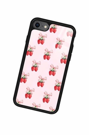 Apple iPhone SE Uyumlu Kiraz Tasarımlı Parlak Silikon Kılıf