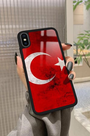 Apple iPhone X Uyumlu Türk Bayrağı Tasarımlı Parlak Silikon Kılıf