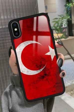 Apple iPhone X Uyumlu Türk Bayrağı Tasarımlı Parlak Silikon Kılıf