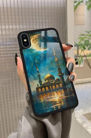 Apple iPhone X Uyumlu Cami Tasarımlı Parlak Silikon Kılıf