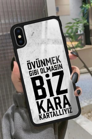 Apple iPhone X Uyumlu Taraftar Sözü Yazılı Parlak Silikon Kılıf