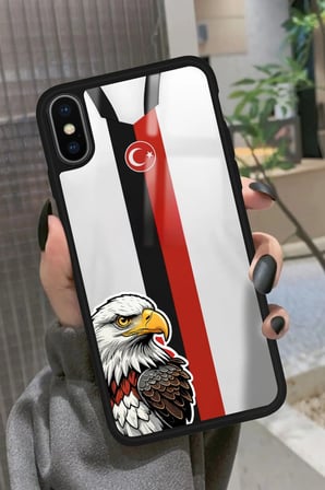 Apple iPhone X Uyumlu Kartal Tasarımlı Parlak Silikon Kılıf