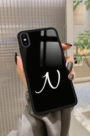 Apple iPhone X Uyumlu N Harfi Yazılı Parlak Silikon Kılıf