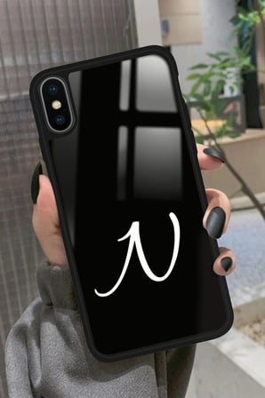 Apple iPhone X Uyumlu N Harfi Yazılı Parlak Silikon Kılıf