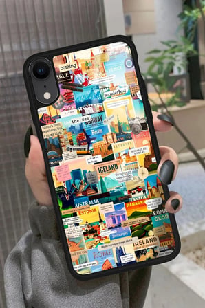 Apple iPhone Xr Uyumlu Travel Tasarımlı Parlak Silikon Kılıf