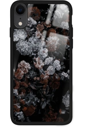 Apple iPhone Xr Uyumlu Beyaz Çiçek Tasarımlı Parlak Silikon Kılıf