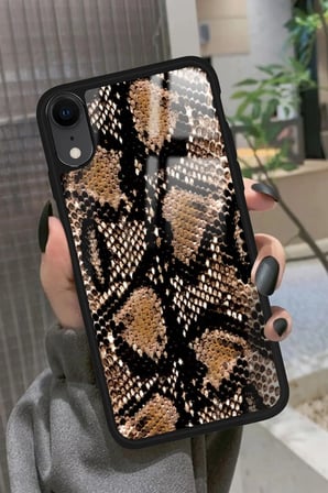 Apple iPhone Xr Uyumlu Yılan Derisi Tasarımlı Parlak Silikon Kılıf