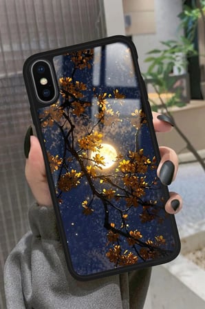 Apple iPhone Xs Max Uyumlu Van Gogh Ağaç Tablosu Tasarımlı Parlak Silikon Kılıf