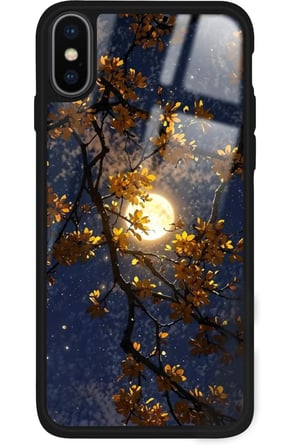 Apple iPhone Xs Max Uyumlu Van Gogh Ağaç Tablosu Tasarımlı Parlak Silikon Kılıf