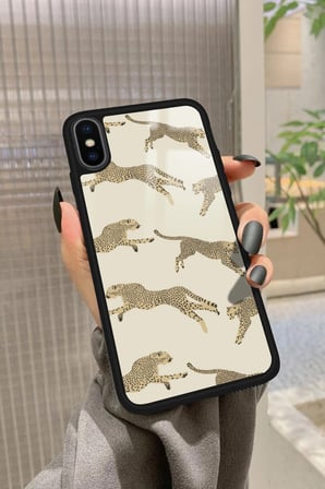 Apple iPhone Xs Max Uyumlu Leopar Tasarımlı Parlak Silikon Kılıf