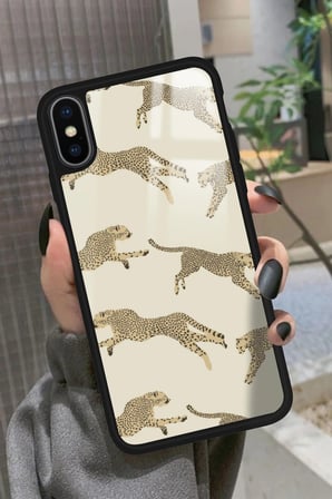 Apple iPhone Xs Max Uyumlu Leopar Tasarımlı Parlak Silikon Kılıf