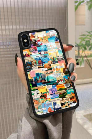 Apple iPhone Xs Max Uyumlu Travel Tasarımlı Parlak Silikon Kılıf