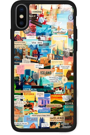 Apple iPhone Xs Max Uyumlu Travel Tasarımlı Parlak Silikon Kılıf