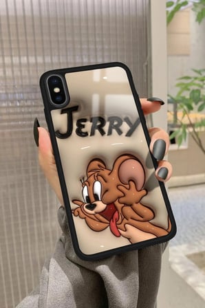 Apple iPhone Xs Max Uyumlu Tom And Jerry Tasarımlı Parlak Silikon Kılıf
