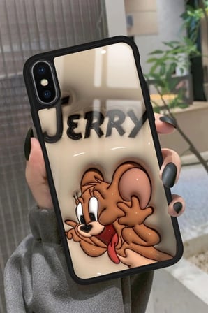 Apple iPhone Xs Max Uyumlu Tom And Jerry Tasarımlı Parlak Silikon Kılıf